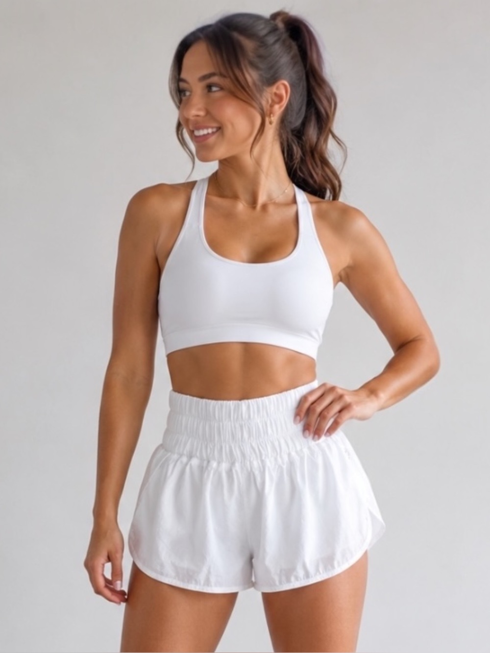 Free People Movement Womens High Rise Elastic Waist Shorts White XS